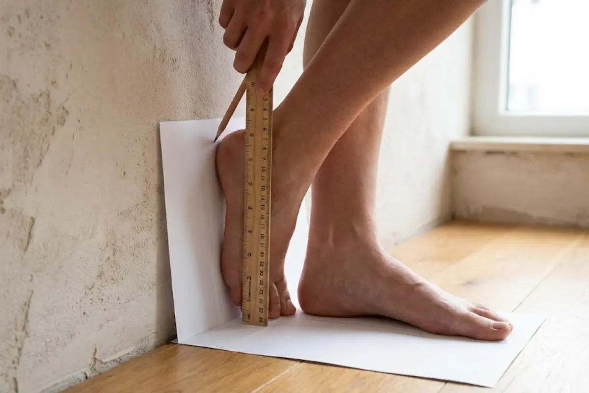 Step-by-step foot length measurement for Golden Goose sizing